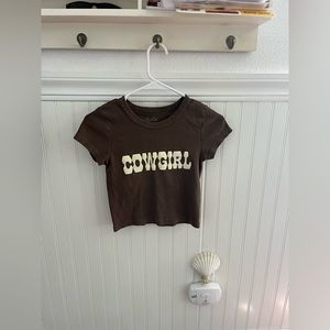 Brandy Melville “Cowgirl” Brown Baby Tee